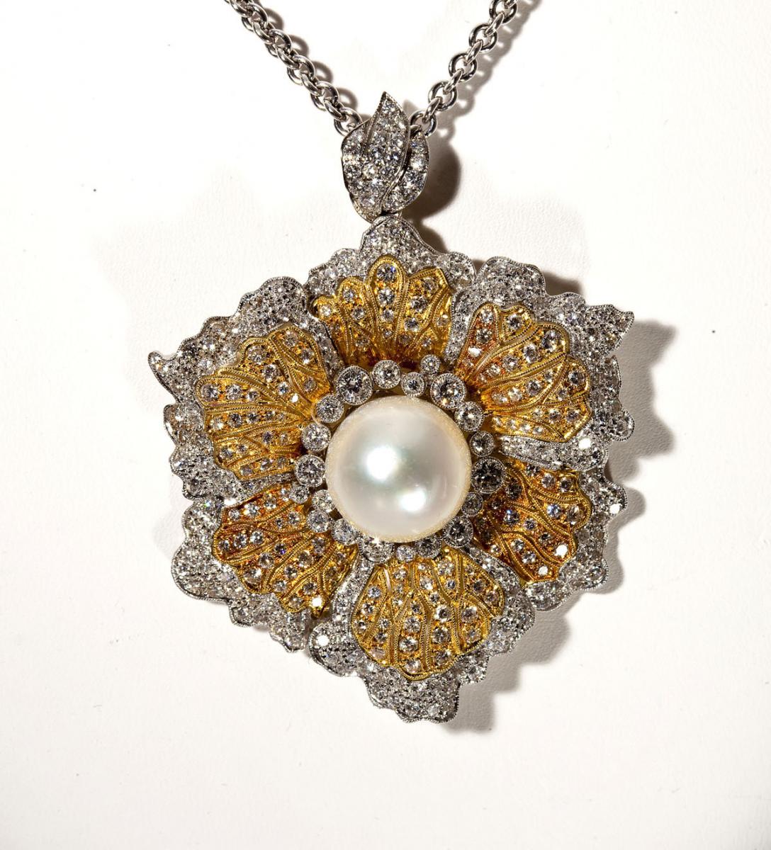 5.9 ctw Diamond & Pearl Pendant ($5,000-10,000)